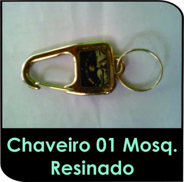 Chaveiro 01 com Mosquetão resinado 2 lados